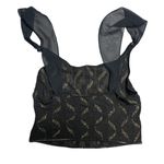 Mesh off the shoulder whimsygoth gold flower top Black Photo 3