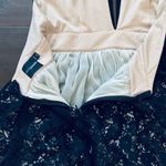 ASOS Petite Black & Cream Sheer Lace Open Back Halter Top Prom Dress | Size: 6/8 Photo 8