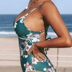 Cupshe Women's Green Floral Lace Up One Piece Swimsuit Photo 2