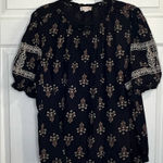 Knox Rose Women’s Black Floral Embroidered Puff Sleeve Peasant Blouse - Size XXL Photo 0