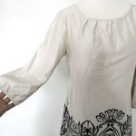 Mossimo Cream Black Satin Feel Drawstring 3/4 Sleeve Lightweight Dress Sz S Photo 3