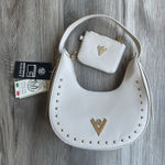 NEW Valentino Orlandi Studded Shoulder Bag with Matching Wallet Beige Taupe Gold Photo 0