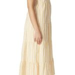 Madewell Striped Button-Back Tiered Midi Yellow Dress Photo 1