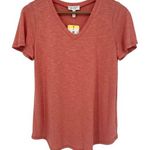 Jessica Simpson NEW Short Sleeve V Neck T Shirt Peachy Coral Size Small Relaxed Photo 0
