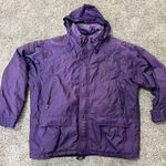 L.L. Bean Soft Shell Puffer Jacket Womens Purple Quilted Down Removable Hood L Size L Photo 13