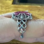 Norwegian Thulite Sterling Silver Cocktail Ring Size 8 Red Photo 2