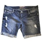 Wall Flower  Juniors Distressed Cuffed Hem Bling Denim Shorts Blue Y2K Trendy Photo 1