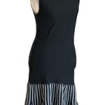 INC  Black Rib Knit  Tank Sweater Ruffle Striped  Midi Dress M Work Office Goth Photo 9