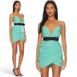 Revolve Superdown Lexi Sweetheart Mini Dress in Teal Size XS NWT Mermaid Blue Bow Photo 1