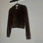Sunday Best Aritzia Velour Full Zip Hoodie Cropped Chocolate Brown Size Medium Photo 3