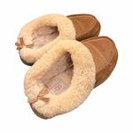 UGG  Groove Shearling Lined Bow Detail Cozy Slippers Tan Sz 9 Photo 4
