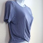 Marine layer Lexi Top Twist Front Blue Striped Ribbed Knit Short Sleeve Size S Photo 7