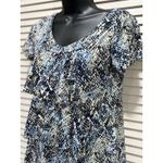 Van Heusen ‎ Blue/White/Black Short Sleeve Scoop Neck Ruffle Blouse Size S Photo 1