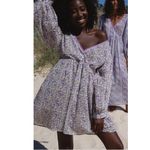 Daughters of India Binita Mini Dress Violet Floral Boho Cotton XS NWT Purple Photo 1