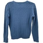 Ralph Lauren Lauren  Blue Cotton Cable Knit Ribbed Sweater Top Sz Medium Monogram Photo 1