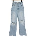 ZARA  Woman High Rise Wide Leg Straight Distressed Jeans Size 00 Photo 2