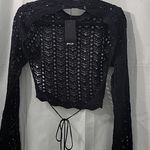 Nasty Gal  Crochet Open Back Tie Crop Top  Knit  Size 6 Photo 5