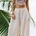 Lotus & Luna Cream Harem Jogger Cotton Pants Size L Photo 0