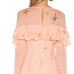 For Love & Lemons Gilded Star Mini Dress Size Medium Pink Silk Ruffle Cocktail Photo 1
