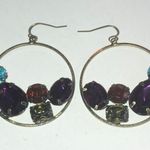 Brass Tone Boho Dangling Round CZ Rhinestone Retro Pierced Earrings Photo 1