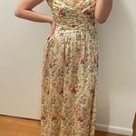 Jill Stuart Jill  Yellow Multi Ruched Floral Satin Dress Photo 1