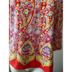 Talbots boatneck 3/4 sleeve floral indian paisley Petite Tee MP Red Multicolor Photo 3
