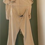 MPH Collection2 pc set. Cream Short Sleeve Shirt with Animal Print.Embroidered! Tan Size M Photo 3