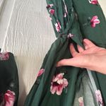 Bobeau  Statement Floral Romantic Feminine Wrap Dress in Dark Green Photo 3