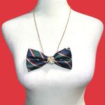“Dainty Dapper” green Striped Bow tie Necklace Photo 0