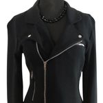 Cache Black Offset Front Zipper Top Jacket New Zipper Pocket Embellished $178 Photo 4