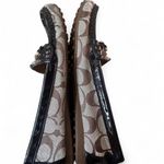 Coach  Enrica Horse Bit Loafers Sz 5 Brown Beige Logo Canvas Patent Leather Trim Photo 4