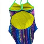 The Finals Rainbow Foil & Neon Lime Trim Athletic Swimsuit Bathing Suit Photo 1