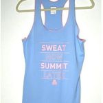 The North Face  Sweat Now Summit Later Blue Pink Athletic Tank Top Crewneck Sz M Photo 0