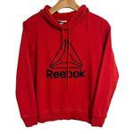 Reebok Hoodie Womens Large Red Jacket Fleece No Pocket Slit Side Pull Over Photo 0