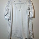 CAbi Seaside Sheer White Blouse Loose and Flowy Scrunch Sleeve Size Small Photo 0