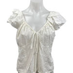 Hill House  Women's White Eyelet Embroidered Short Flutter Sleeve Blouse Top XL Photo 0