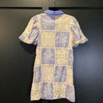 Sofie the Label Sydney Blue Knit Patchwork Mini Dress Collared Puff Sleeve S White Photo 9