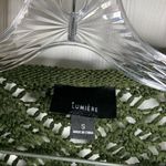 Lumiere Green Crochet Knit Sheer Scoop Neck Long Sleeve Sweater Top S Photo 1