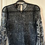 Sheer‎ Lace Blouse Floral Embroidered Long Sleeve Top Black Size L Size L Photo 5