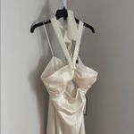 Morgan & Company Juniors Sleeveless Off White Halter Gown with Cut Out Size 13 Photo 6