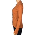 Madewell burnt orange Pointelle knit ribbed button cardigan sweater Small EUC Photo 5