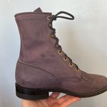 Justin Boots  Purple Soft Suede Leather Lace Up Combat Moto Boots With Box Photo 9