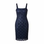R & M Richards Luxe Sapphire Blue Lace Sequin Sheath Dress 14 Formal Wedding Photo 1