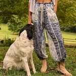 Free People Bohemian Cottage Embroidered Floral Sweet It Is Wide Leg Pants Large Photo 7
