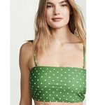 Mink Pink Womens Bikini Bathing Suit Top Size L NWT Green Polka Dot Strapless Photo 0