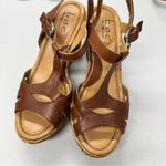 B.O.C. Brown Leather Strappy Cork Wedge Sandals Womens 6 Beachy Strappy Heels Tan Photo 4