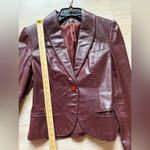 Burgundy Genuine Leather Blazer Jacket Women’s Fitted Single Button Vintage Brown Photo 7