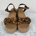 Beast Fashion  Suede Leopard Bow Open Toe Espadrille Platform Wedge Sandal Size 7 Photo 3