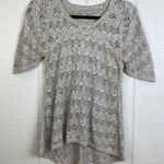 Anthropologie Knitted & Knotted Gray Cutout Loose Knit Short Sleeve Sweater Top Photo 0