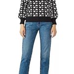 Parker  Beven Black Metallic Silver Star Print Balloon Slv Sweater XS Photo 2